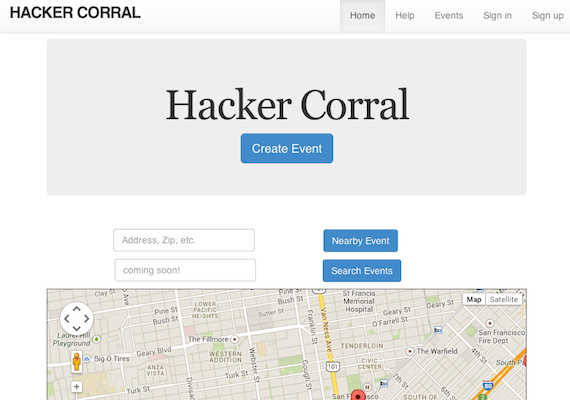 <p>Looking to get people together to learn code? Setup your gathering at Hacker Corral.</p>
                                                                                      <p><b>Some Features:</b>Rails, Custom Authorization, Google Maps API, Calendar Gem, Action Mailer, BootStrapping, Password Reset Option</p>
                                                                                      <p><b><a href=https://rocky-harbor-2835.herokuapp.com/ target=_blank>Check it out</a></b></p>
                                                                                      <p><a href=https://github.com/tmehta2442/hackercorral target=_blank>See the code</a></p>